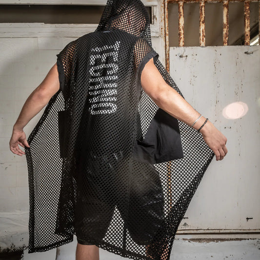 NET SLEEVELESS HOODIE